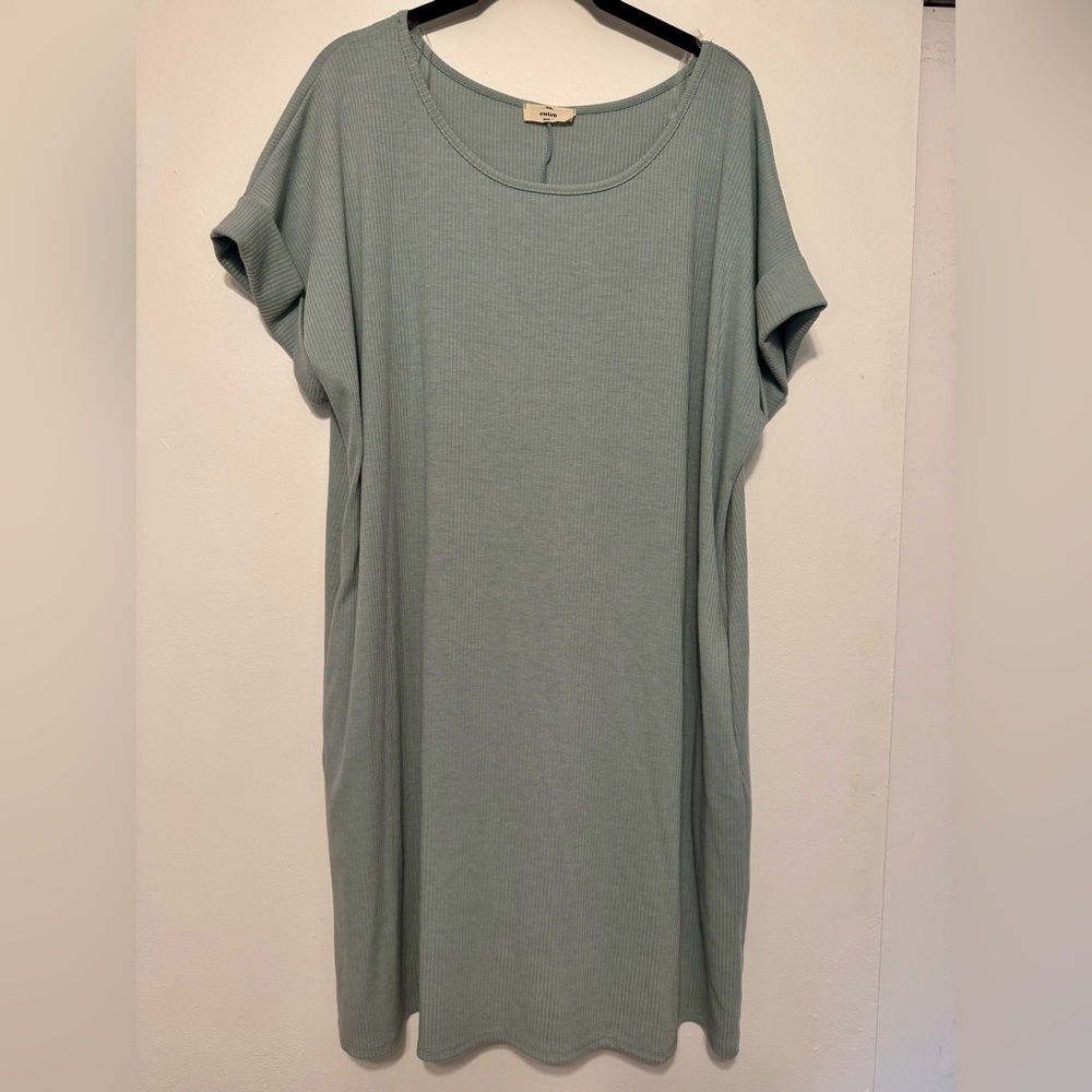 Entro Light Green Ribbed Dress